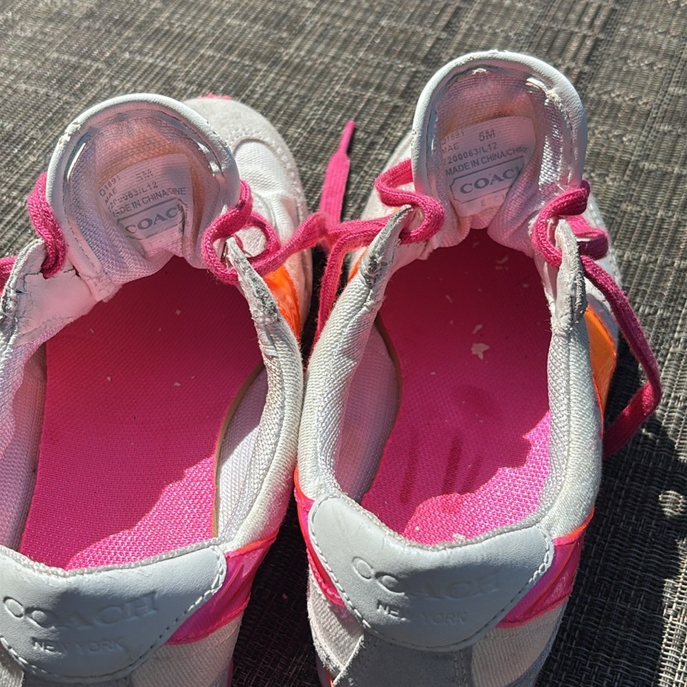 Coach Mae Canvas Sneakers, Chalk/Orange, Size 5 - Picture 7 of 7